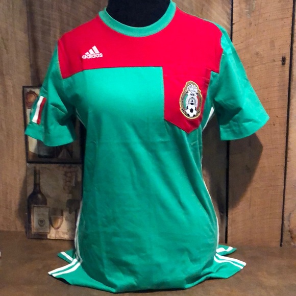 Adidas Men’s Mexican Soccer Association Shirt - Medium - Green w/ Red & White - Picture 2 of 6